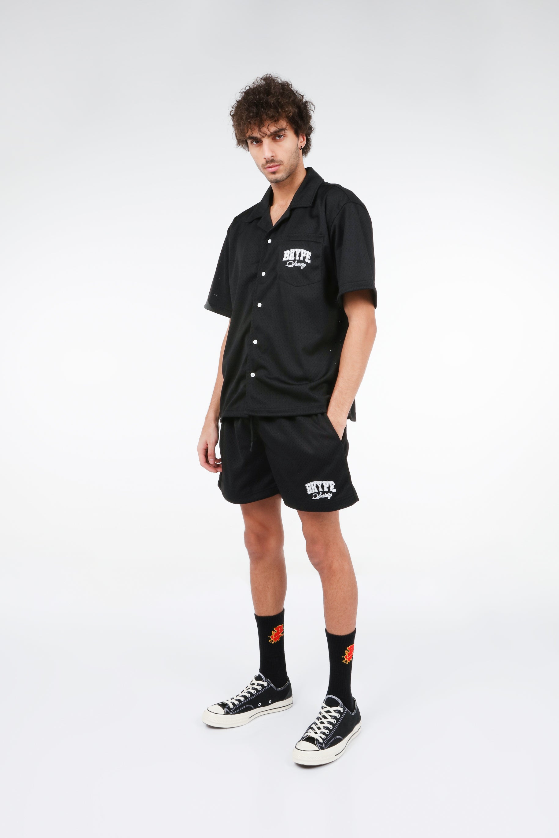 BHYPE SOCIETY BLACK MESH SHORT & SHIRT SET