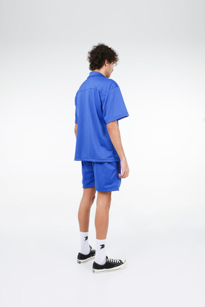 BHYPE SOCIETY ROYAL BLUE MESH SHORT & SHIRT SET