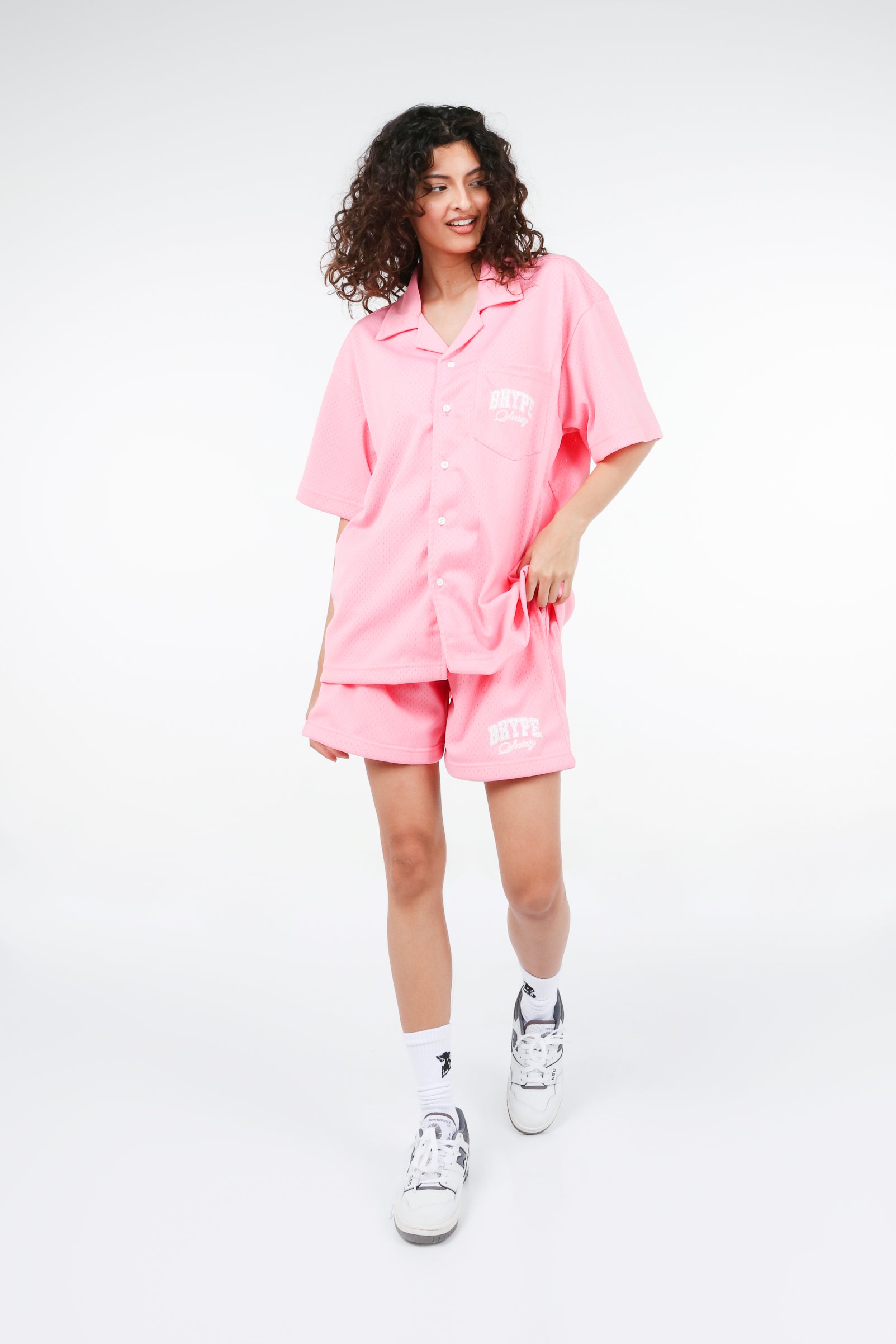 BHYPE SOCIETY PINK MESH SHORT & SHIRT SET