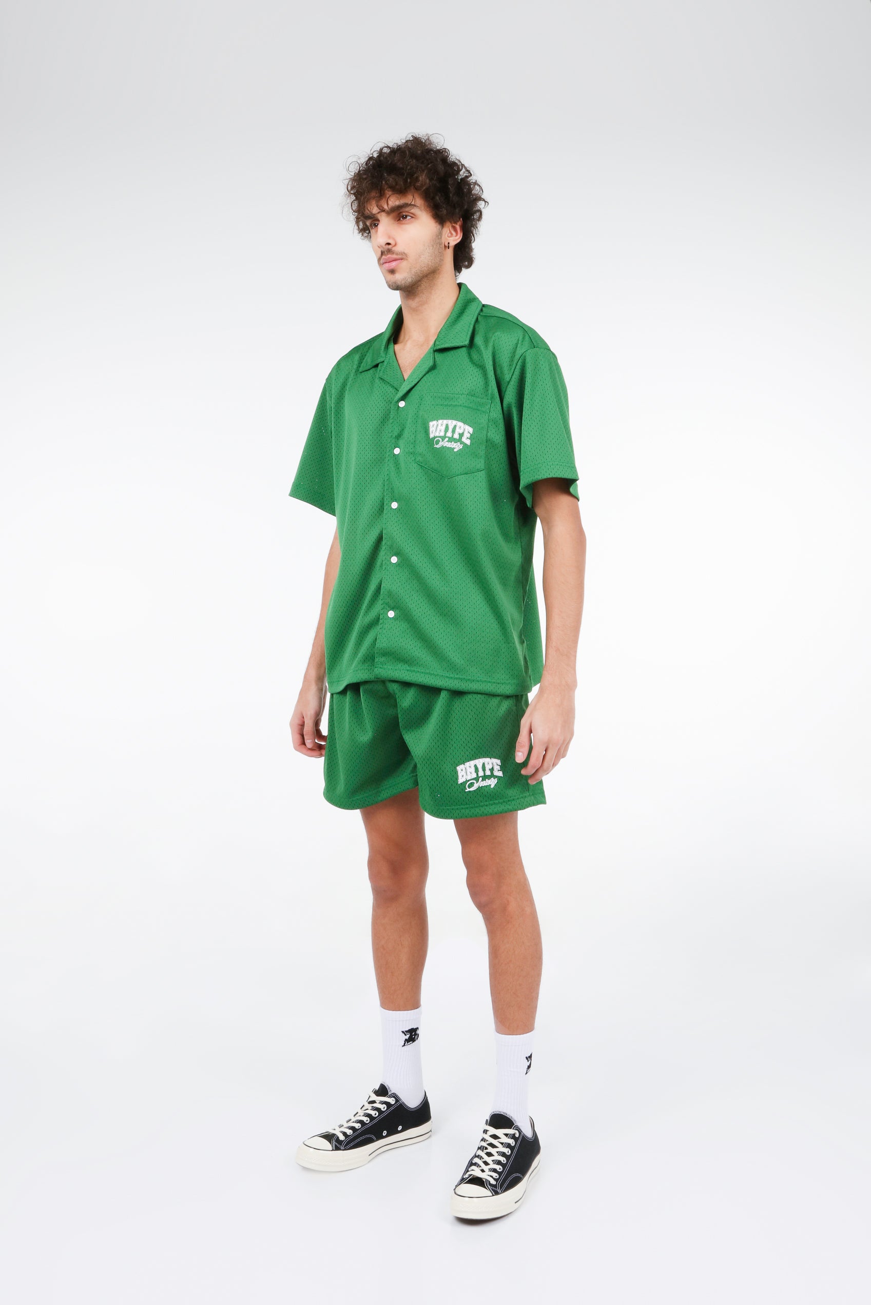 BHYPE SOCIETY GREEN MESH SHORT & SHIRT SET