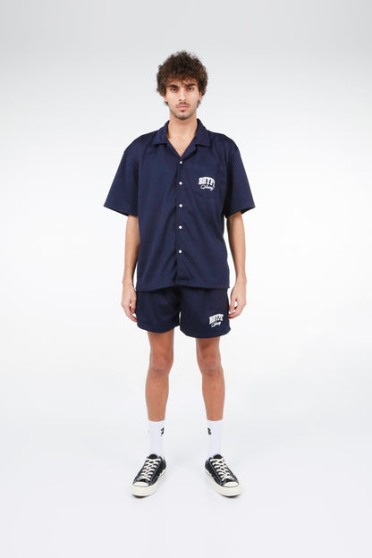 BHYPE SOCIETY NAVY BLUE MESH SHORT & SHIRT SET