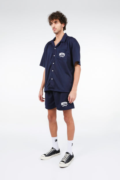 BHYPE SOCIETY NAVY BLUE MESH SHORT & SHIRT SET