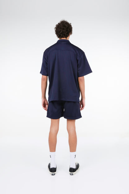 BHYPE SOCIETY NAVY BLUE MESH SHORT & SHIRT SET