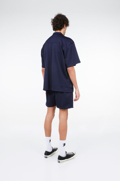 BHYPE SOCIETY NAVY BLUE MESH SHORT & SHIRT SET