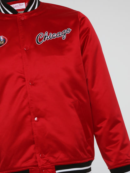 Mitchell & Ness Authentic Beige Heavyweight Satin Jacket Chicago Bulls – NBA FINALS 1996