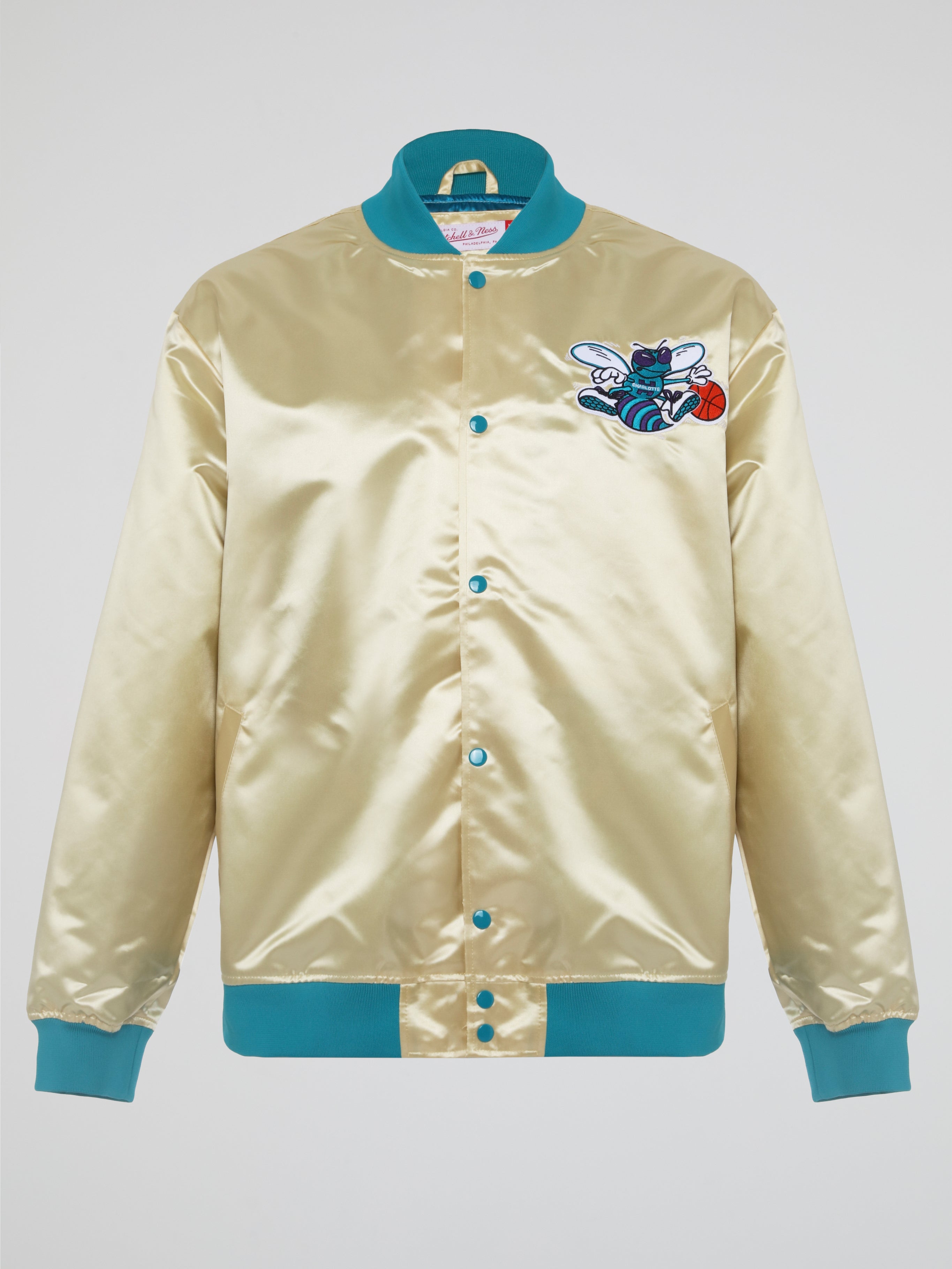 Mitchell & Ness Lightweight Satin Jacket Charlotte Hornets – Light Gold