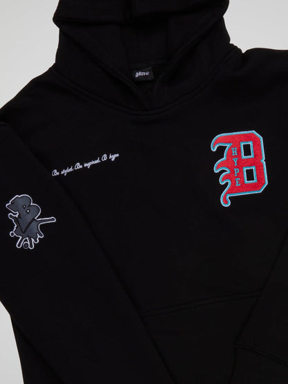 BHYPE BLACK HOODIE VARSITY COLLECTION - B-Hype Society