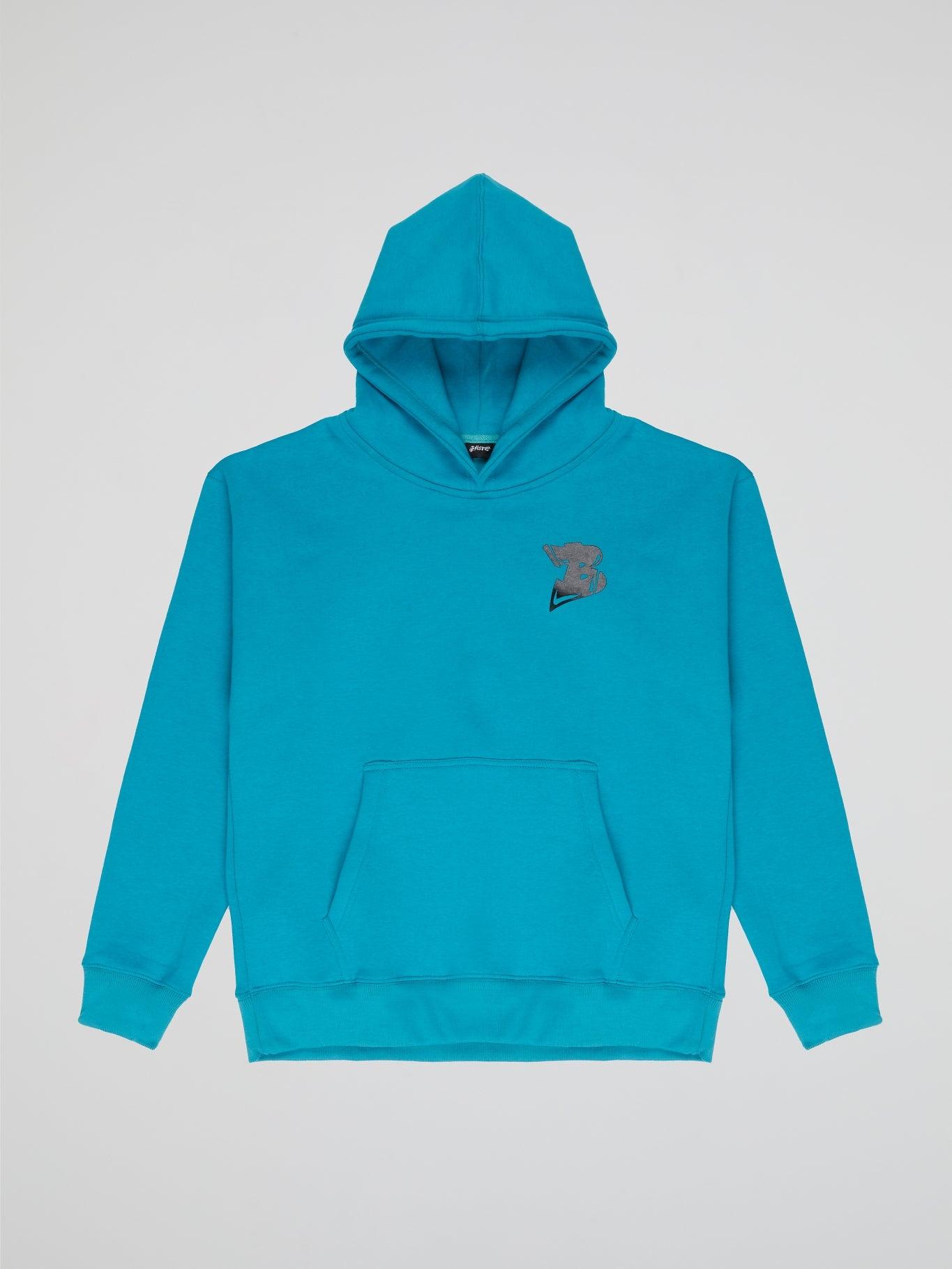 BHYPE LOGO ESSENTIALS TURQUOISE BLUE HOODIE - B-Hype Society