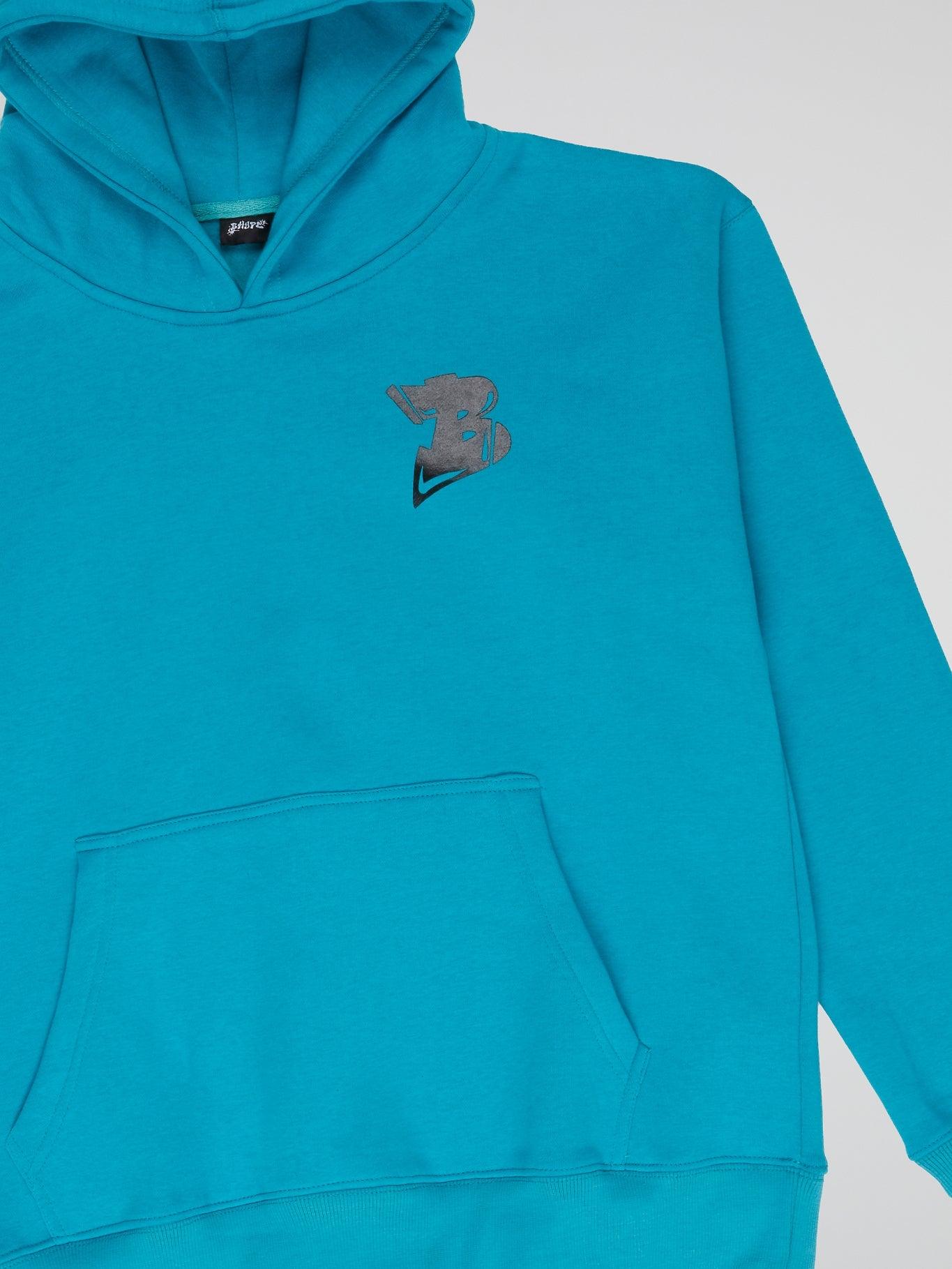 BHYPE LOGO ESSENTIALS TURQUOISE BLUE HOODIE - B-Hype Society
