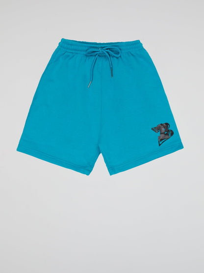 BHYPE LOGO ESSENTIALS TURQUOISE BLUE SHORTS - B-Hype Society