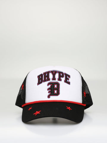 Bhype Society - Bhype Trucker Hat White & Black – Stars Edition