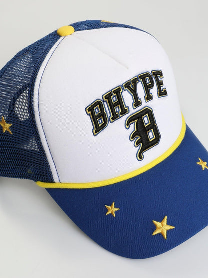 BHYPE TRUCKER HAT WHITE & BLUE – STARS EDITION - B-Hype Society