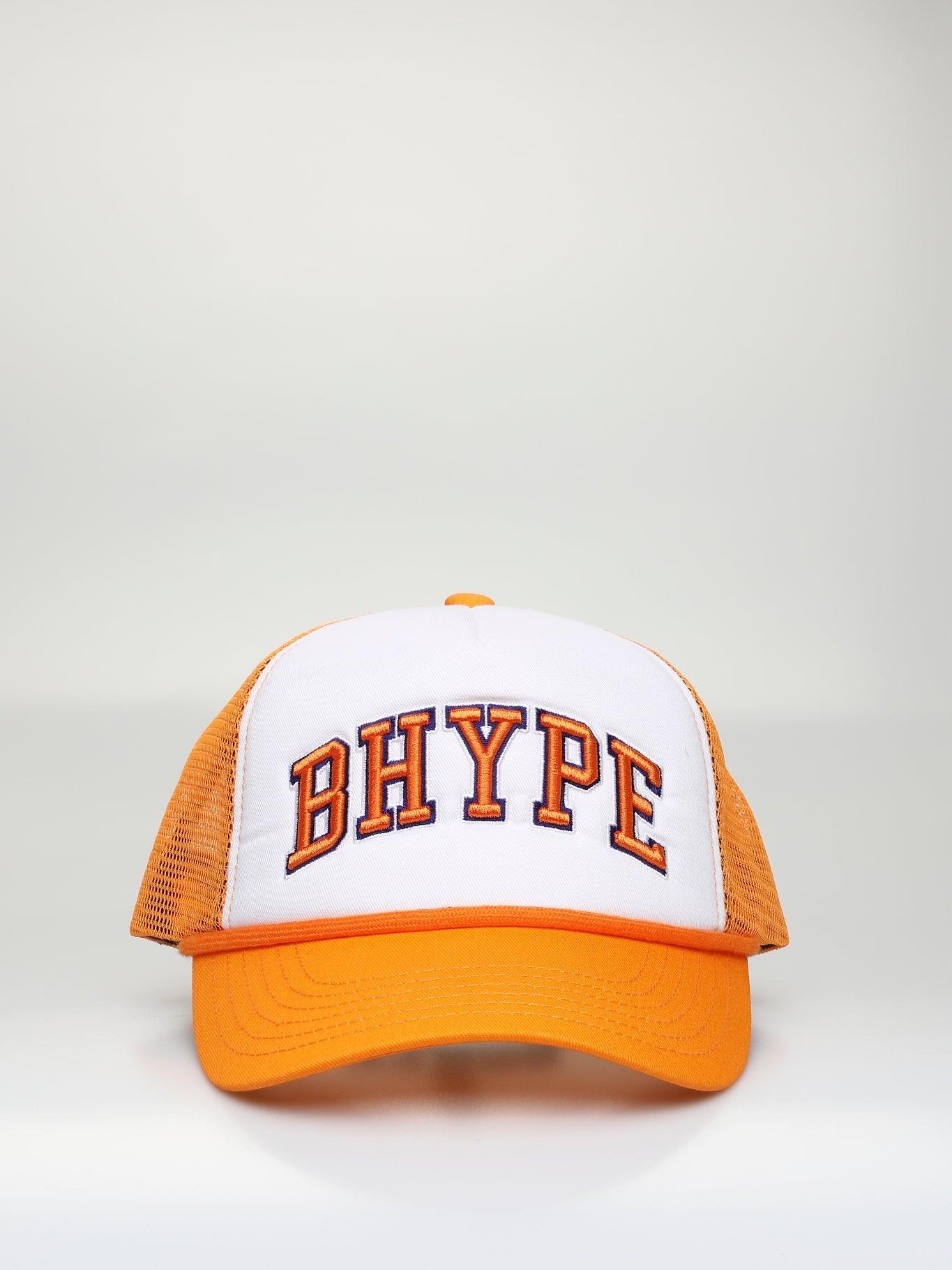 BHYPE TRUCKER HAT WHITE & ORANGE - B-Hype Society