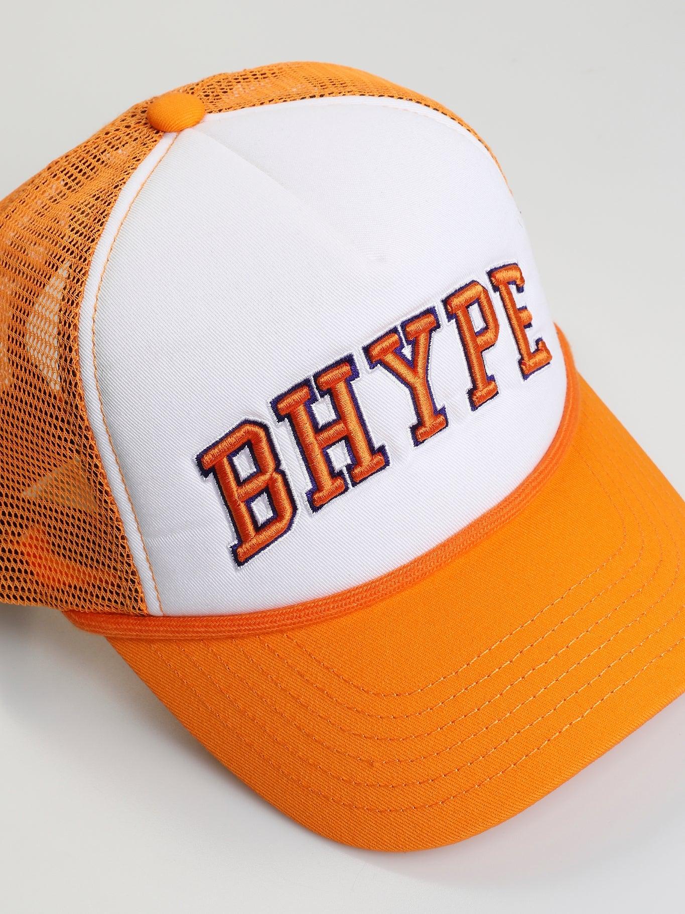 BHYPE TRUCKER HAT WHITE & ORANGE - B-Hype Society