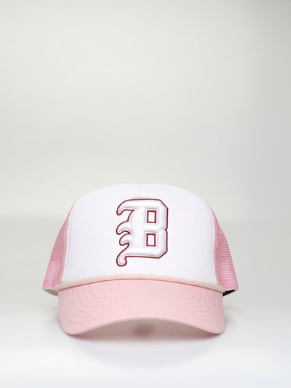 BHYPE TRUCKER HAT WHITE & PINK - B-Hype Society