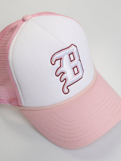 BHYPE TRUCKER HAT WHITE & PINK - B-Hype Society