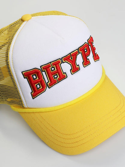 BHYPE TRUCKER HAT WHITE & YELLOW - B-Hype Society