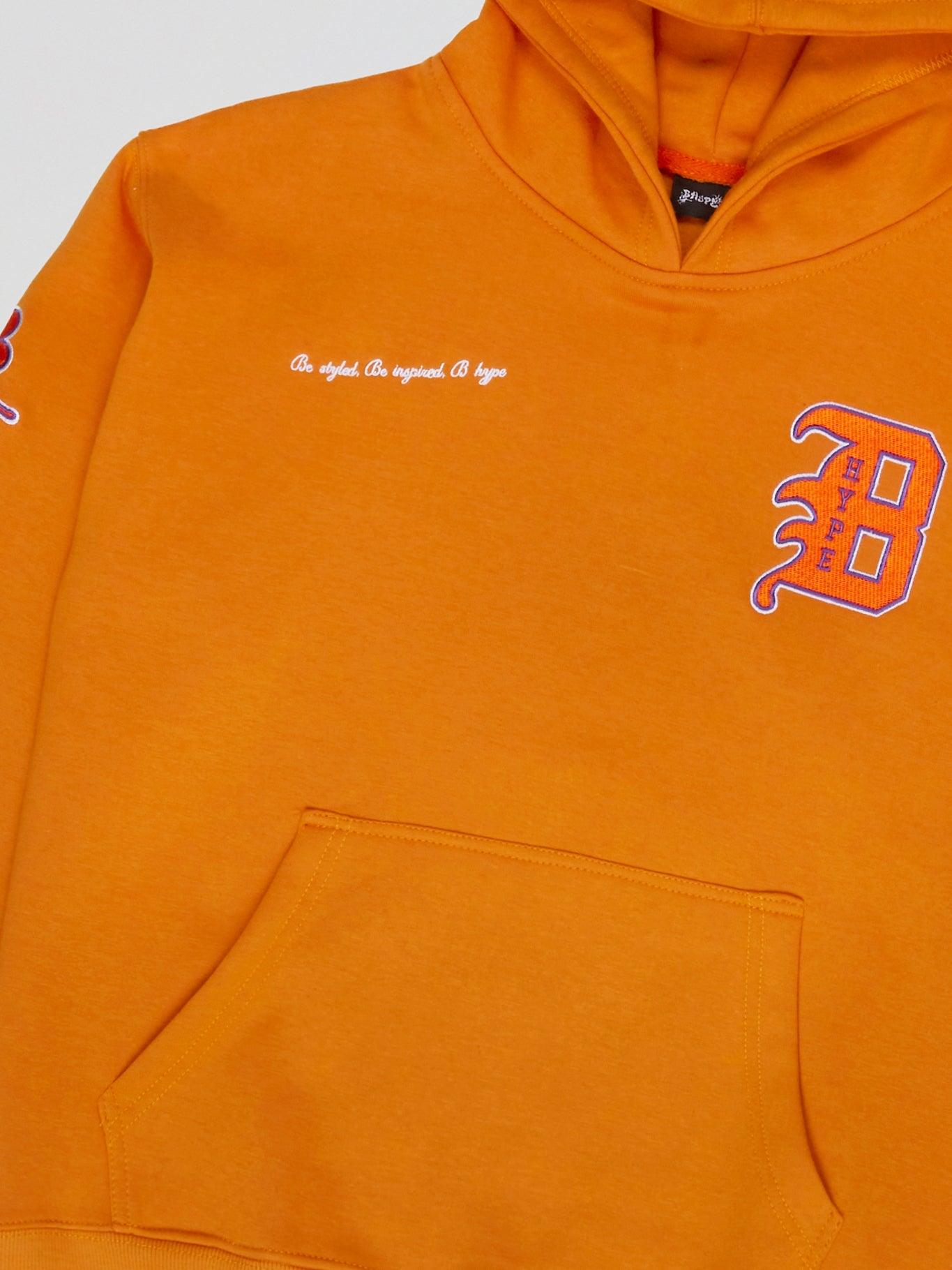 BHYPE VARSITY COLLECTION HOODIE ORANGE - B-Hype Society