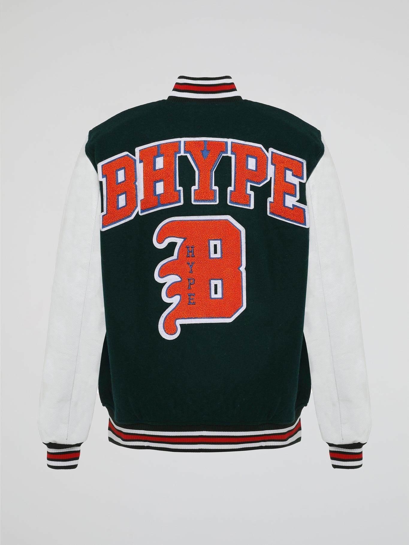BHYPE VARSITY COLLECTION JACKET GREEN/WHITE - B-Hype Society
