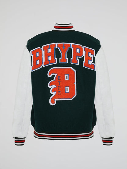 BHYPE VARSITY COLLECTION JACKET GREEN/WHITE - B-Hype Society