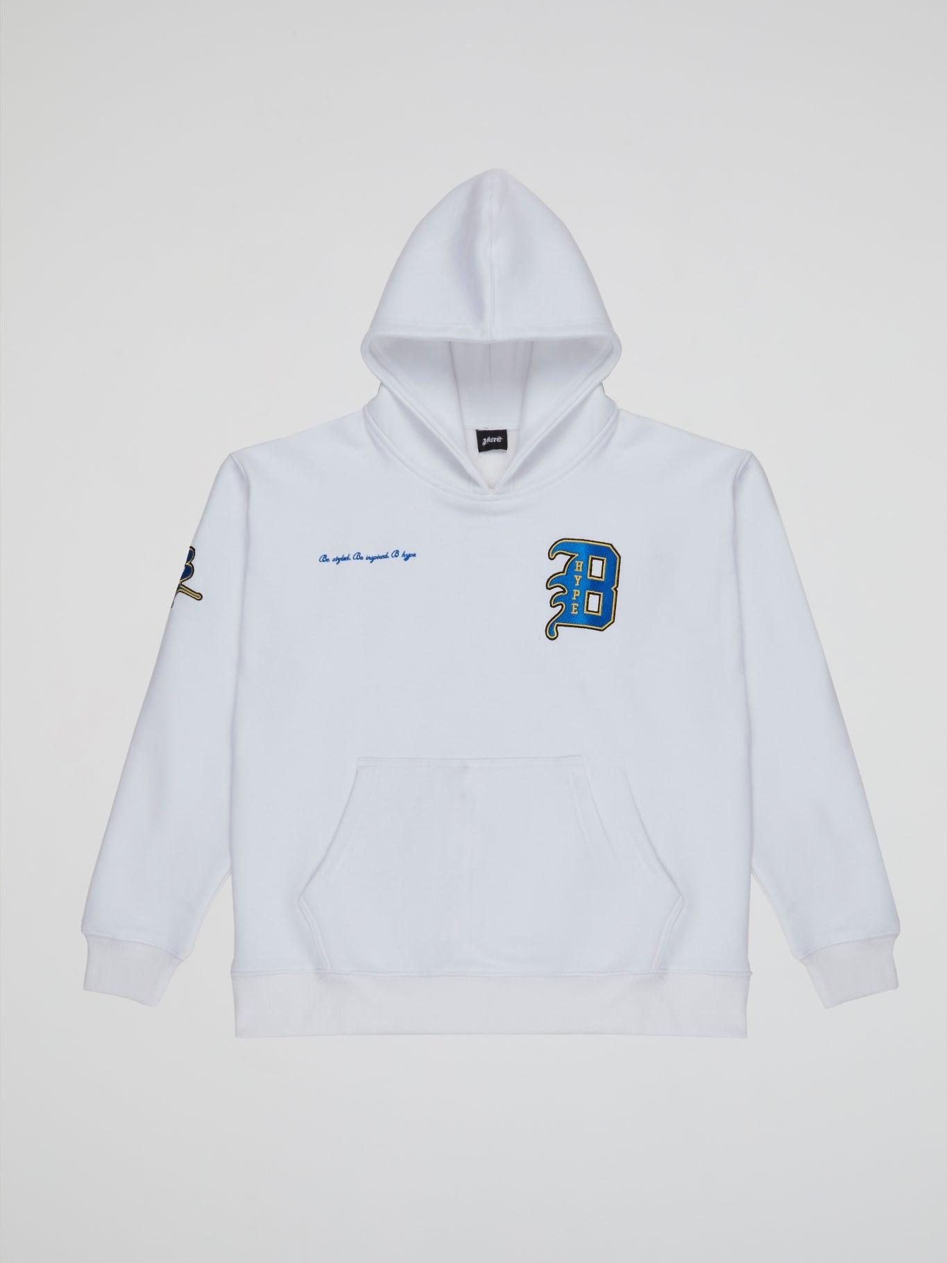 BHYPE WHITE HOODIE VARSITY COLLECTION - B-Hype Society