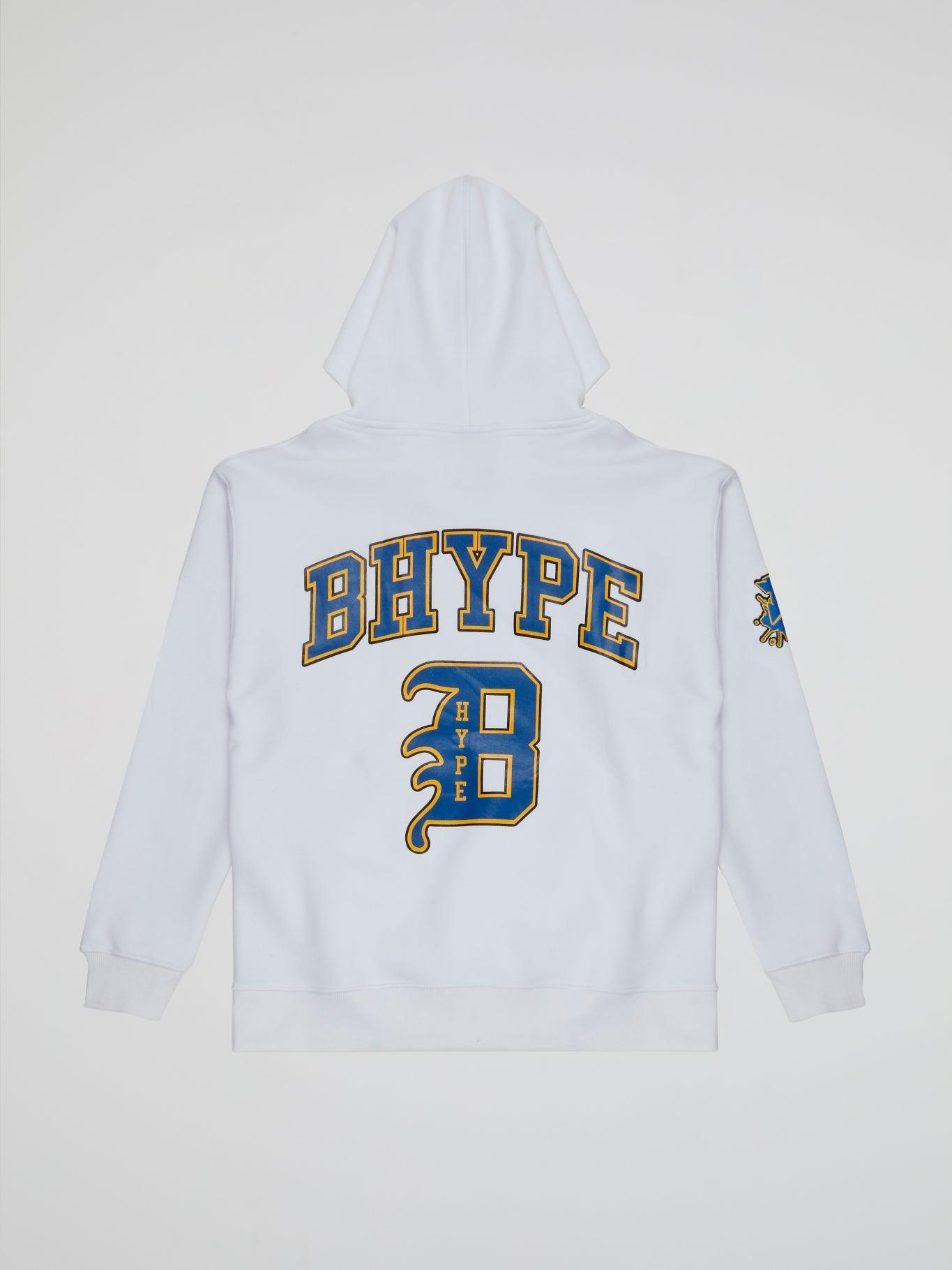 BHYPE WHITE HOODIE VARSITY COLLECTION - B-Hype Society