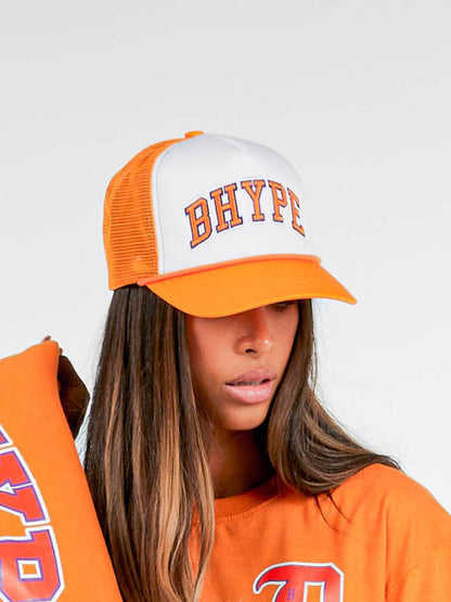 Bhype Society - Bhype Trucker Hat White & Orange