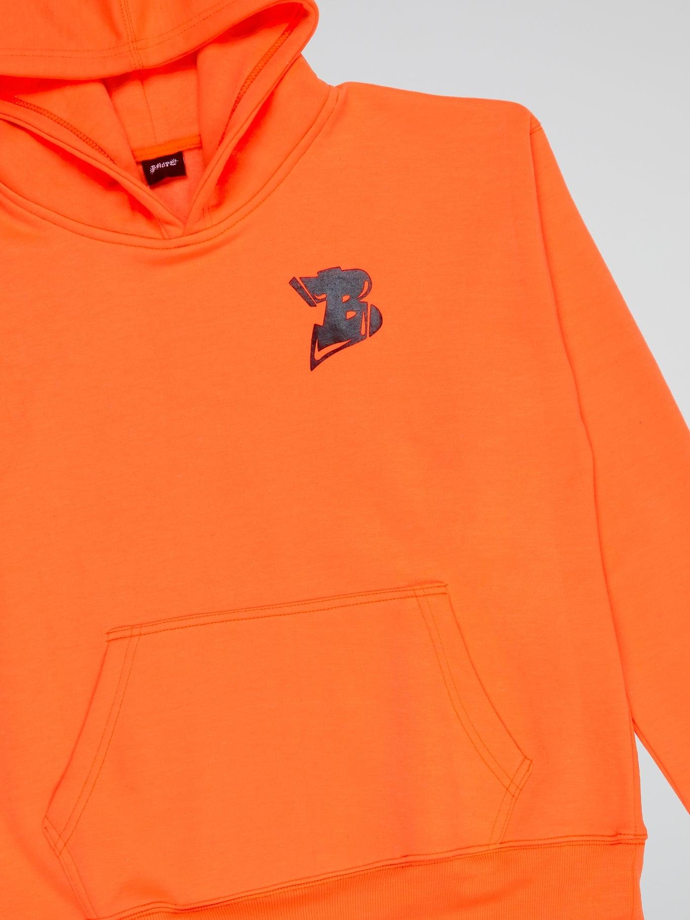 NEON ORANGE HOODIE BHYPE LOGO ESSENTIALS - B-Hype Society