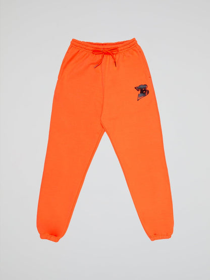 NEON ORANGE PANTS BHYPE LOGO ESSENTIALS - B-Hype Society