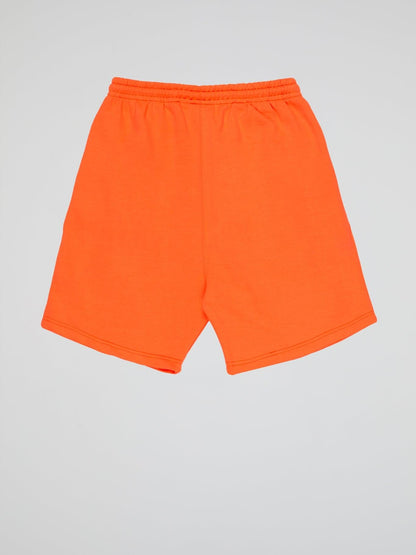 NEON ORANGE SHORTS BHYPE LOGO ESSENTIALS - B-Hype Society