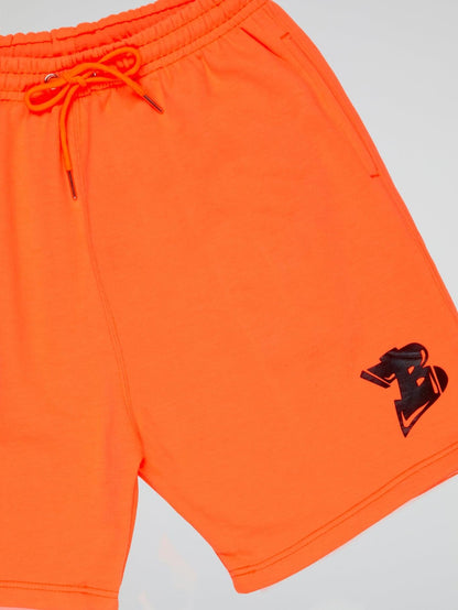 NEON ORANGE SHORTS BHYPE LOGO ESSENTIALS - B-Hype Society