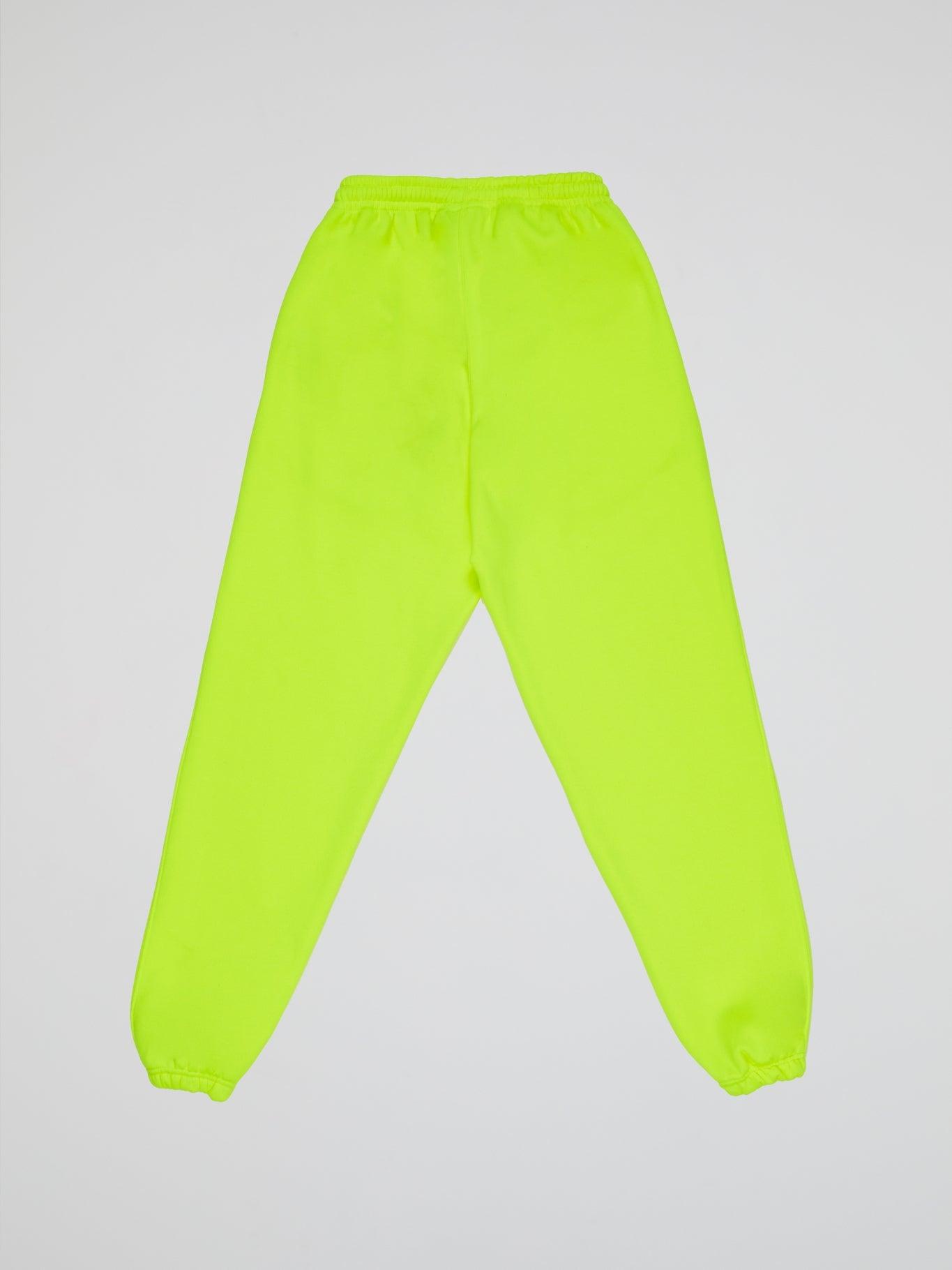 NEON YELLOW PANTS BHYPE LOGO ESSENTIALS - B-Hype Society