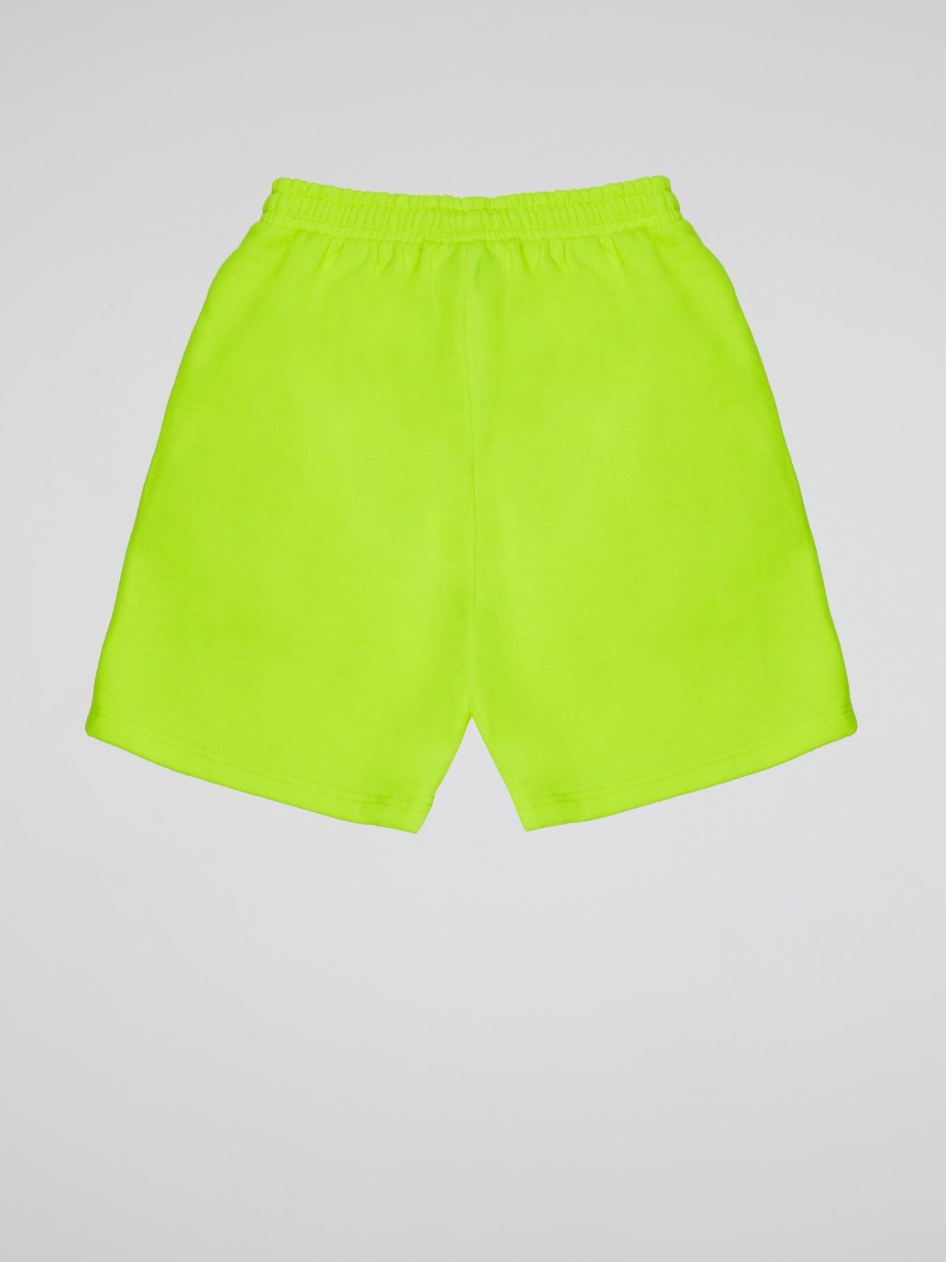 NEON YELLOW SHORTS BHYPE LOGO ESSENTIALS - B-Hype Society