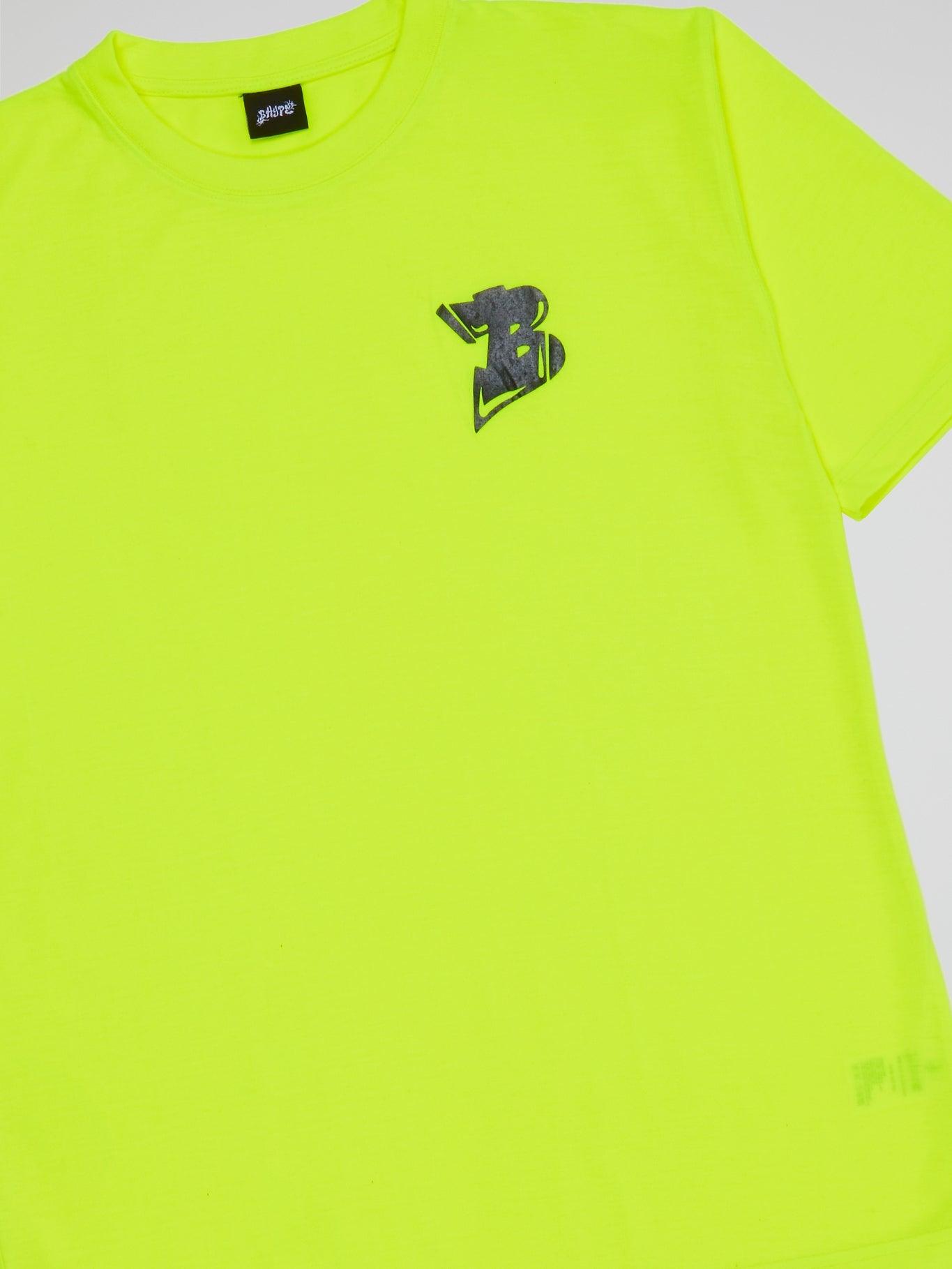 NEON YELLOW T-SHIRT BHYPE LOGO ESSENTIALS - B-Hype Society