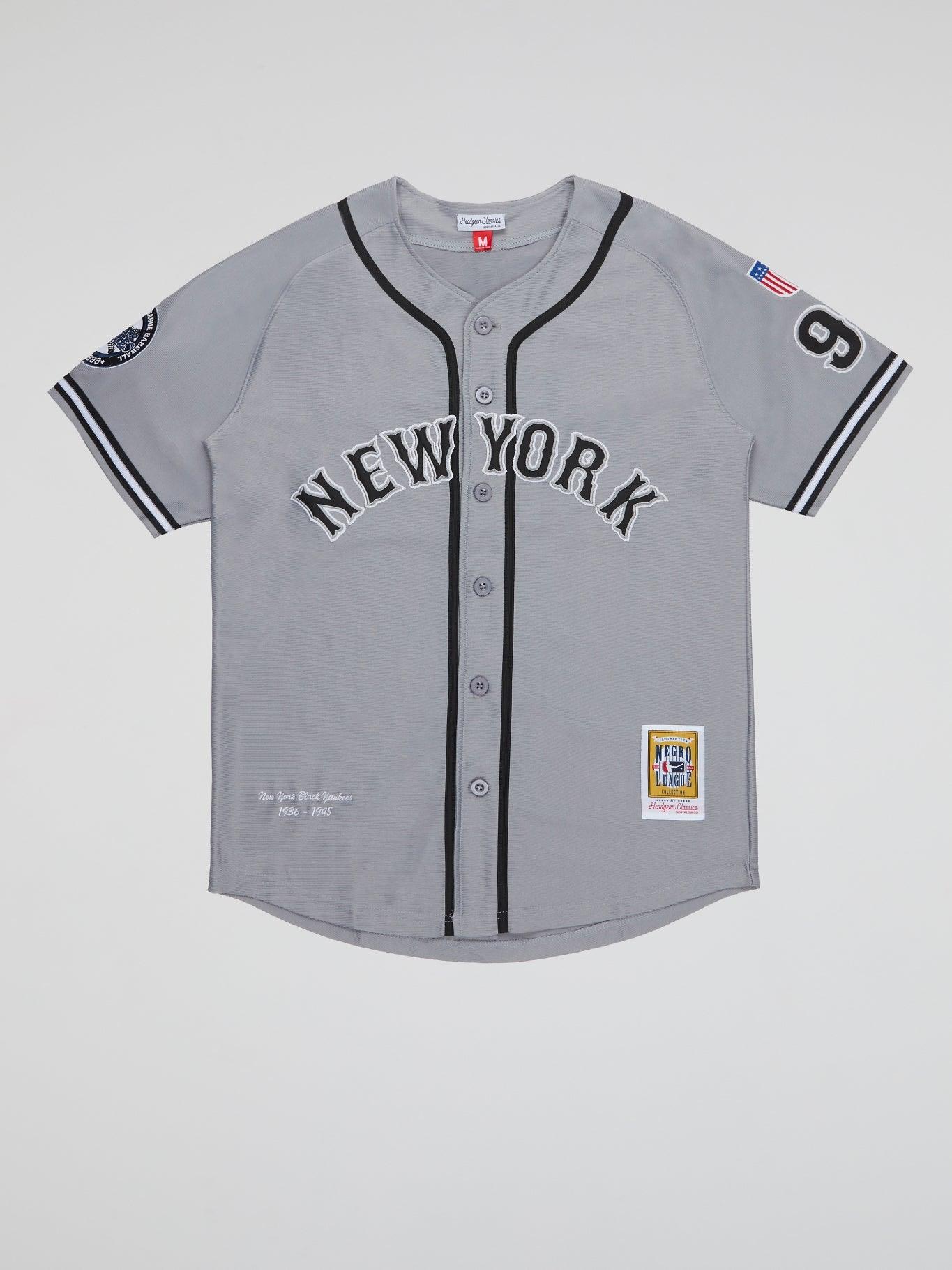 New York Black Yankees Gray Button Down Jersey - B-Hype Society