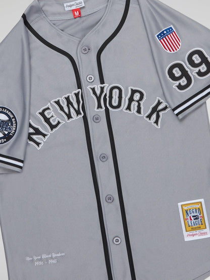 New York Black Yankees Gray Button Down Jersey - B-Hype Society