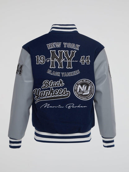 New York Black Yankees Navy Varsity Jacket - B-Hype Society