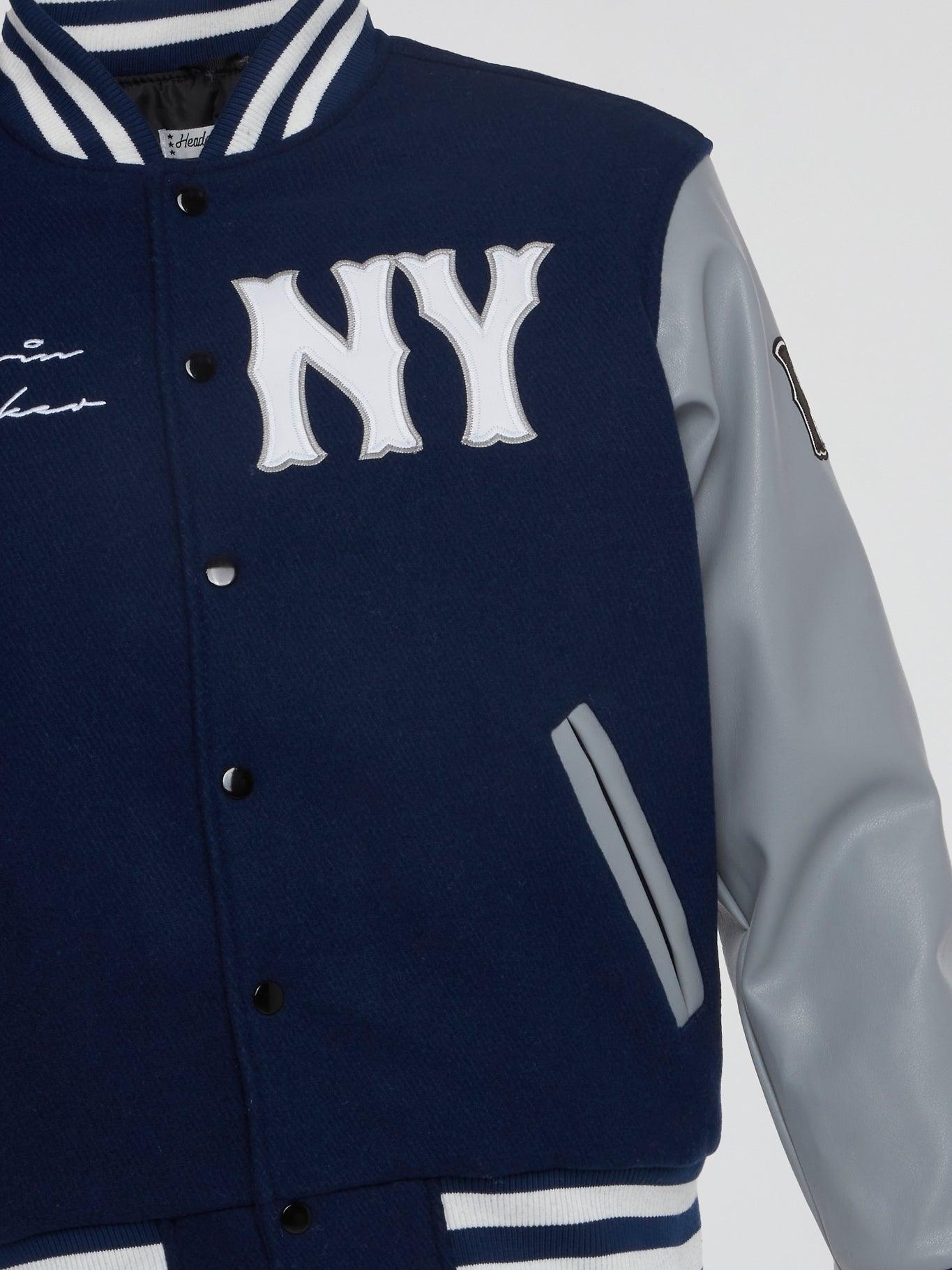 New York Black Yankees Navy Varsity Jacket - B-Hype Society